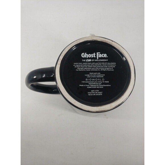 Ghost Face Coffee Mug Black White ICON of Halloween Bioworld 16 oz Scary Spooky - Picture 11 of 13